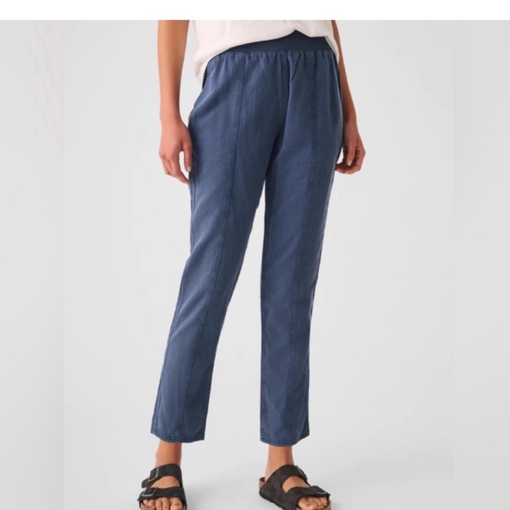 Faherty Arlie Day Pull On Tapered Casual Pants Navy Blue Medium Beach